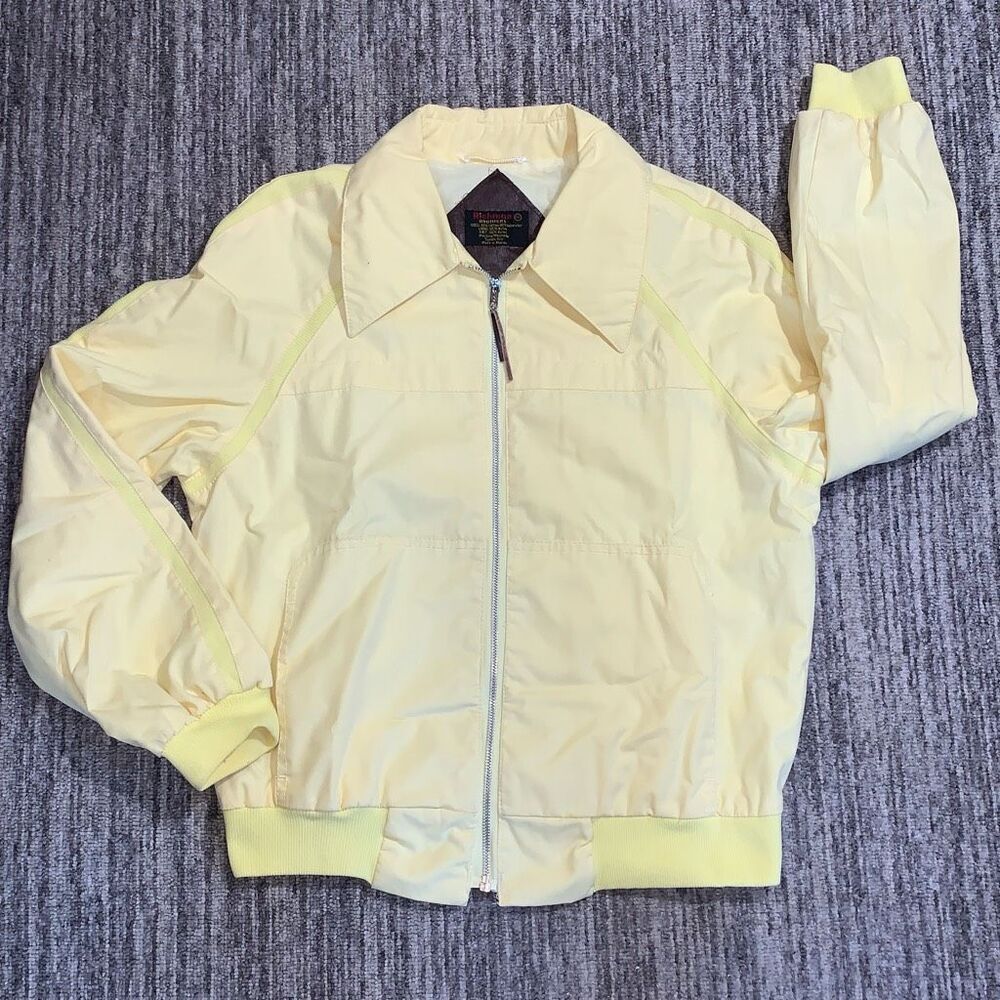 Vintage Richman Brothers Women's Medium Nylon Butter Yellow Full Zip Jacket